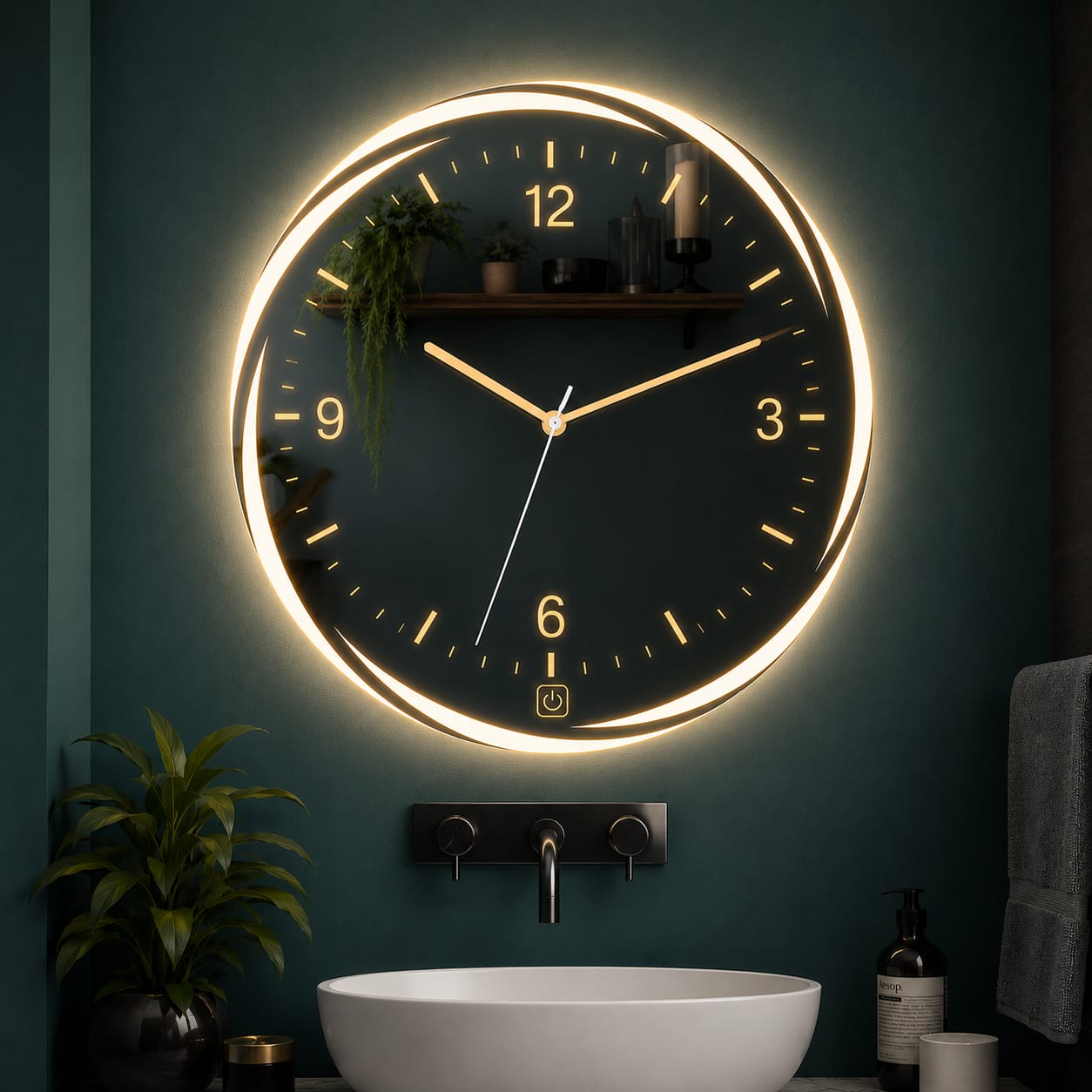 Premium LED Round Wall Clock with Mirror Finish | Modern Decorative Clock