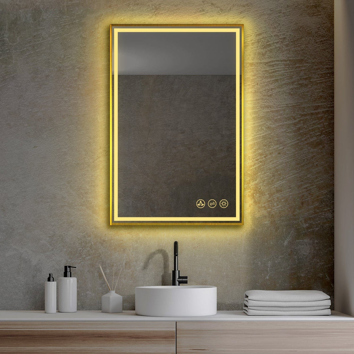 Premium Rectanguler LED Bathroom Mirror with Anti-Fog & Touch Sensor  Multiple Sizes Available)