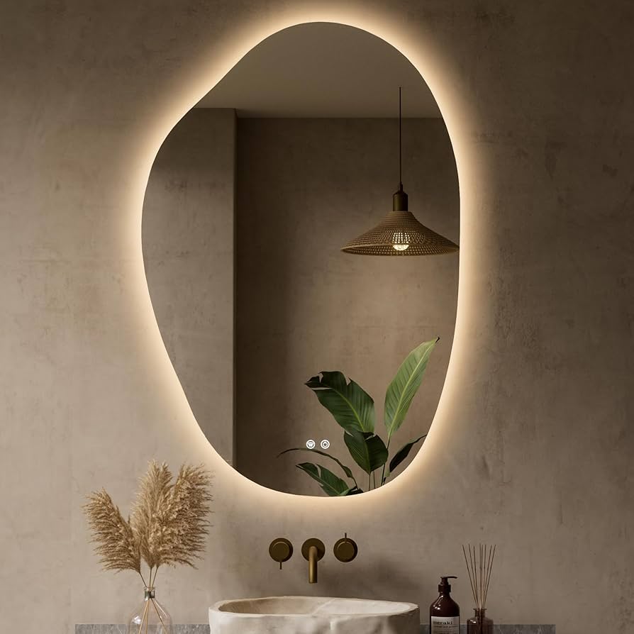 Designer Organic LED Vanity Mirror | Warm Backlit Glow | Custom Size Available