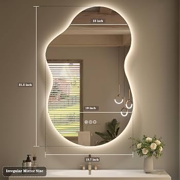 Modern Irregular LED Mirror | Soft Warm Lighting | Custom Made Sizes Available