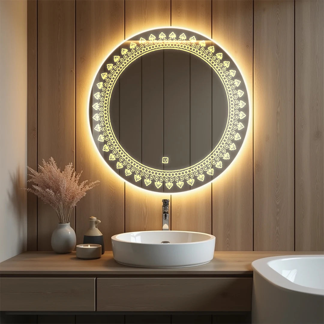 Stylish Round LED Mirror 2.5 x 2.5 Ft | Premium Wall Mounted Vanity Mirror | Custom Sizes Available