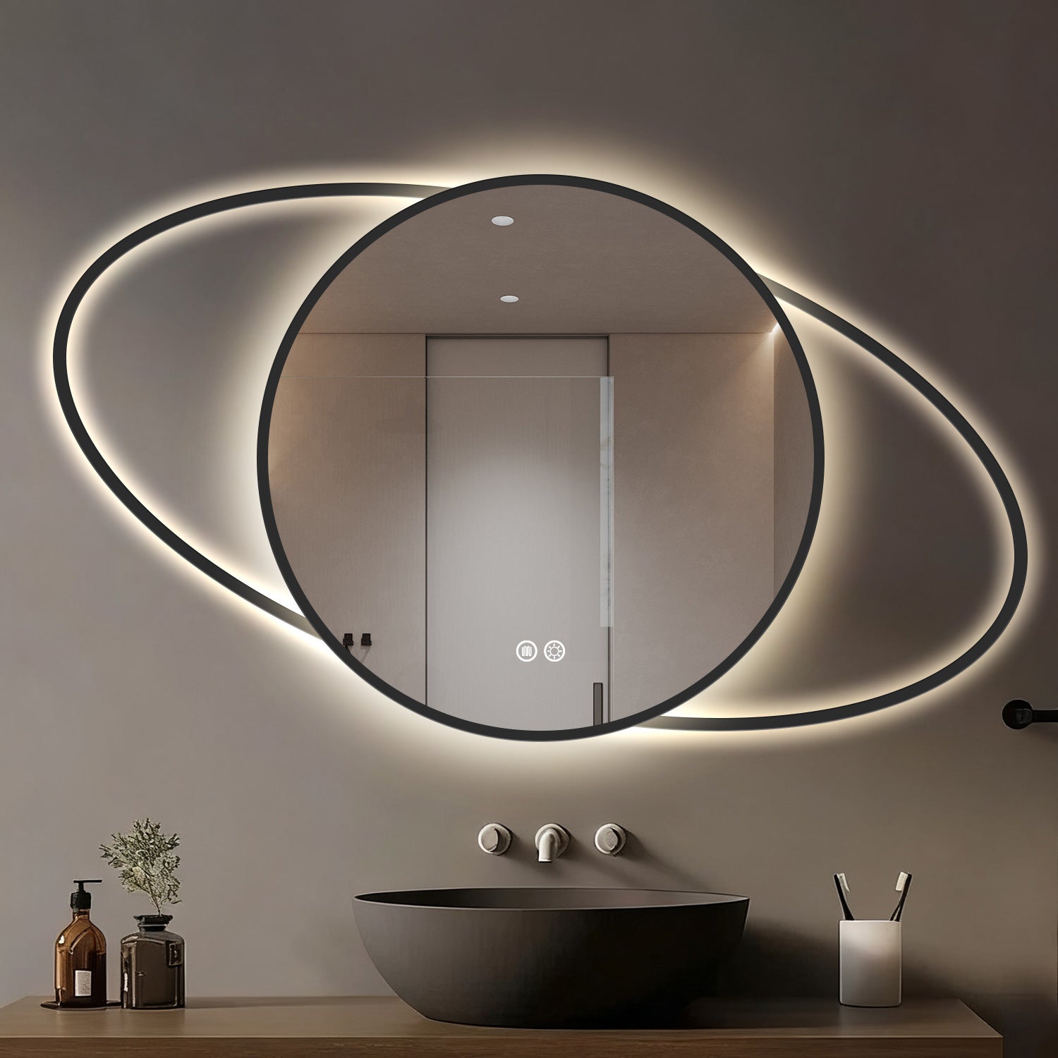 Premium LED Round Smart Bathroom Mirror | Touch Sensor | 3 Light Colors | Custom Size Available