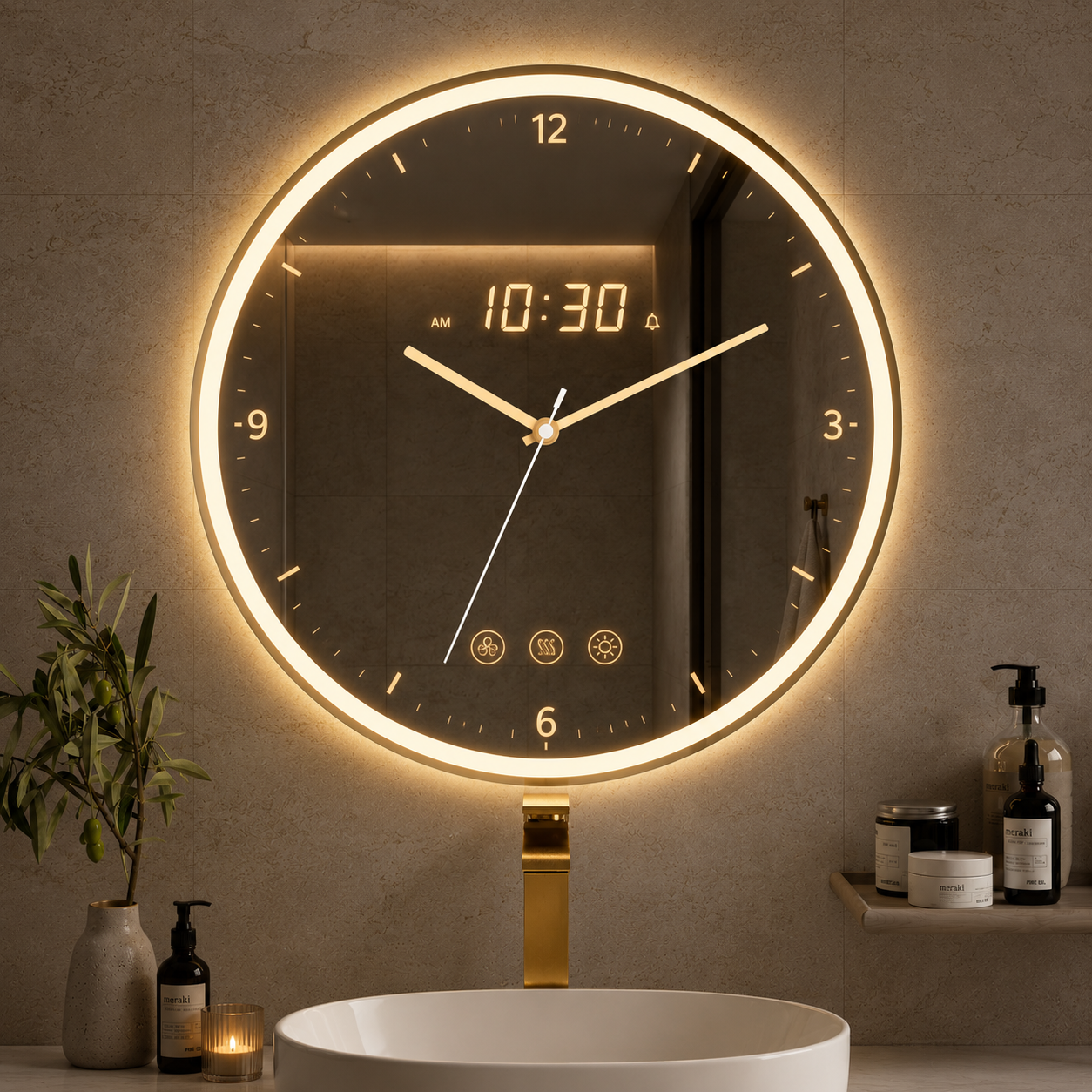 Round Shape LED Wall Clock | Custom Size & Design Available
