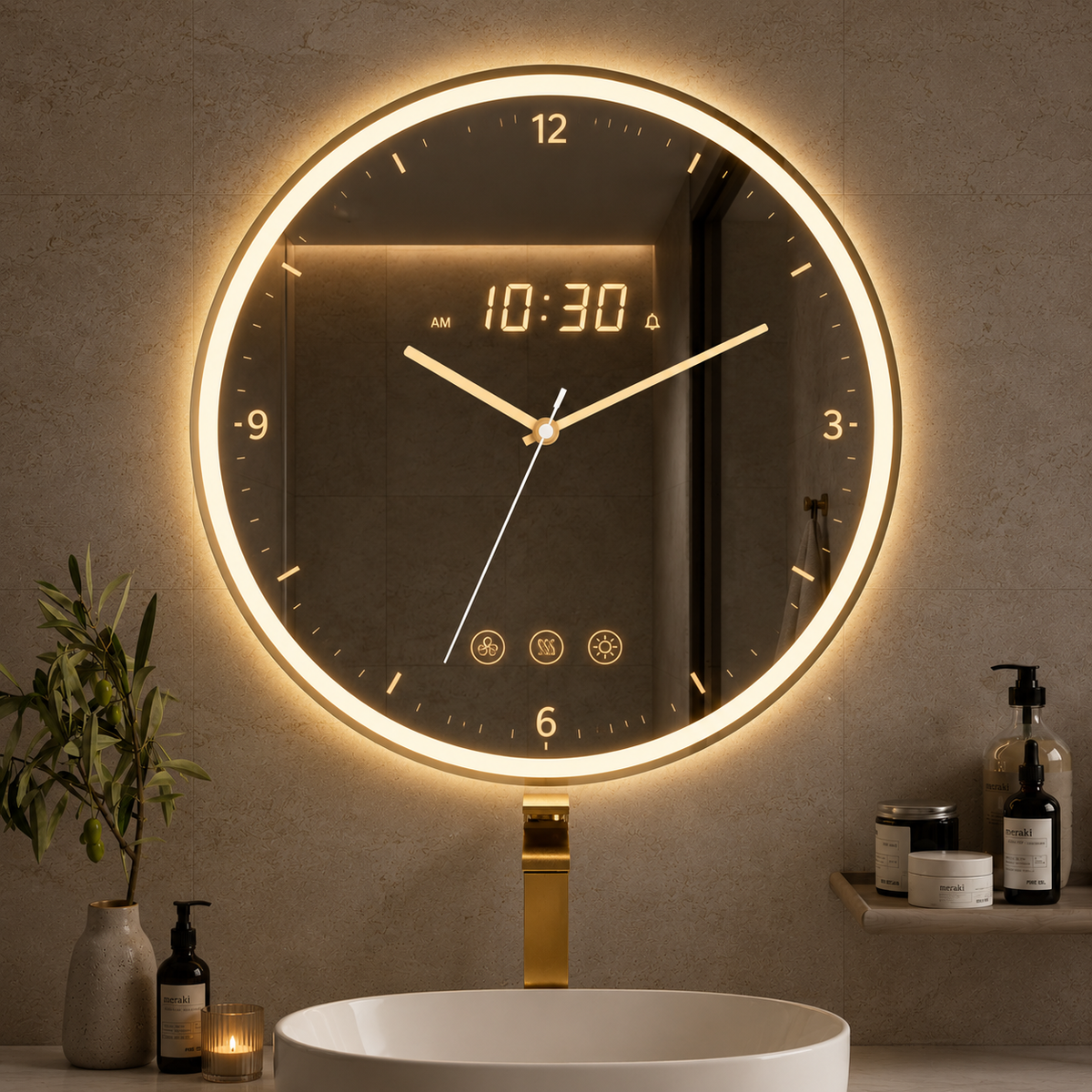 Round Shape LED Wall Clock | Custom Size & Design Available