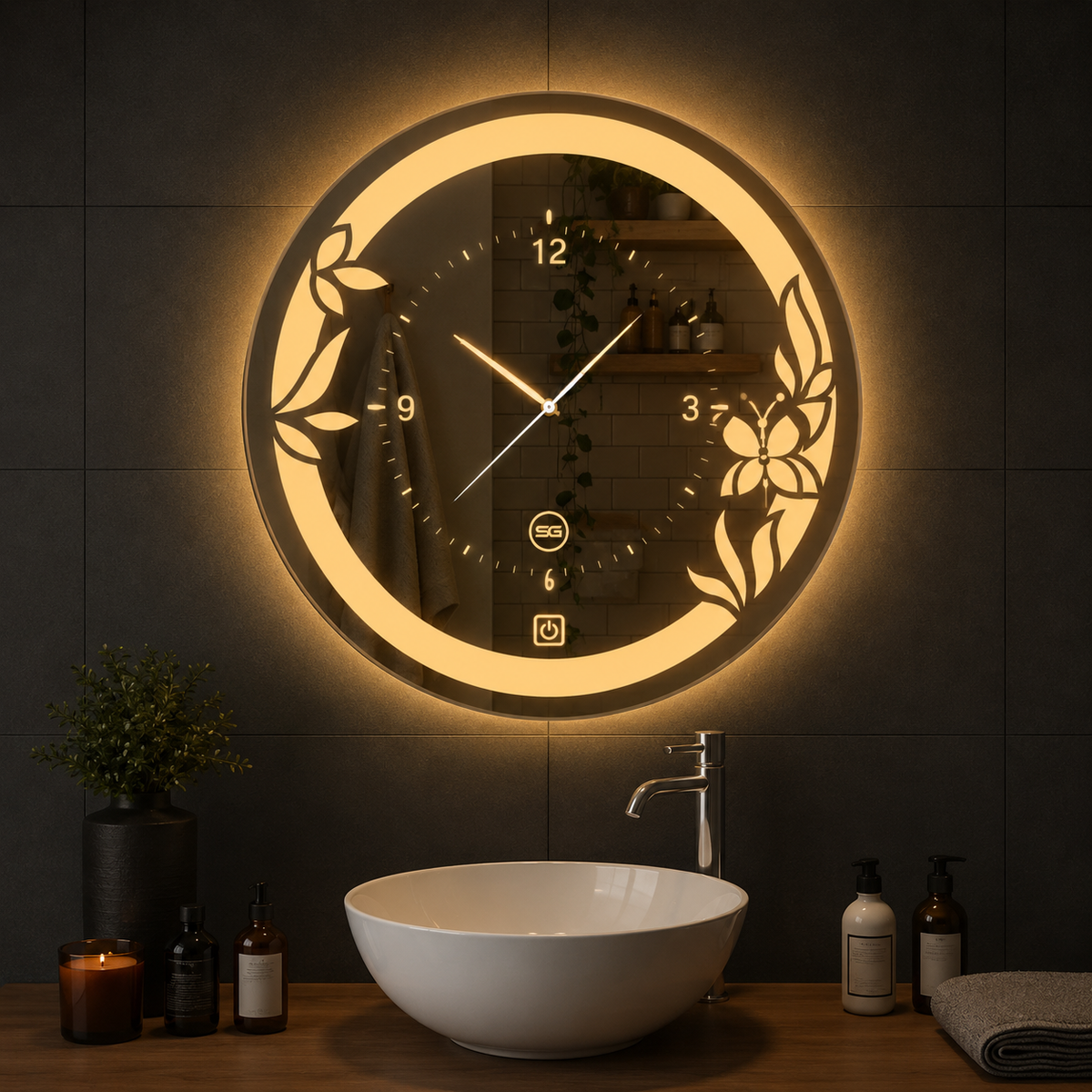 Premium LED Round Wall Clock with Mirror Finish | Modern Decorative Clock