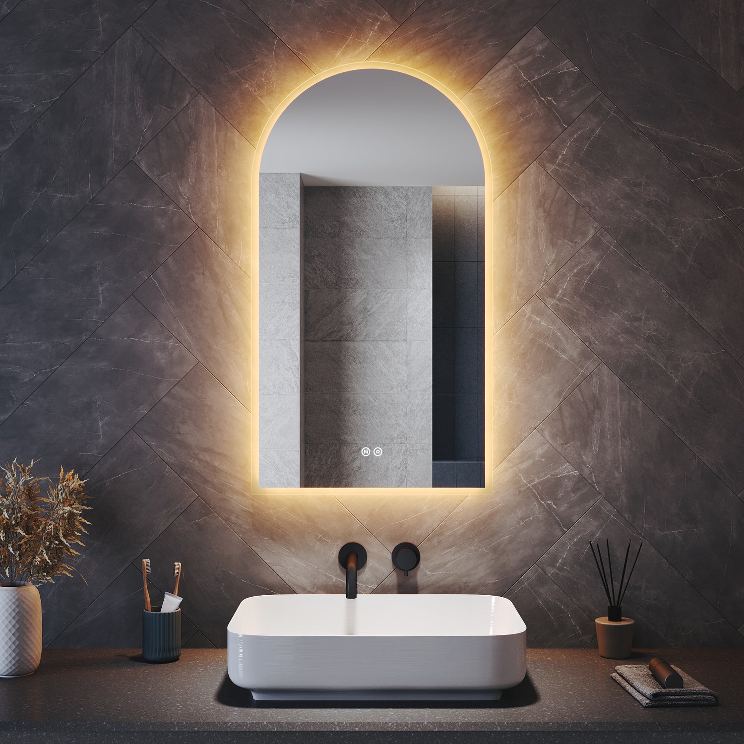 Luxury LED Oval Bathroom Mirror with Three Design(2 * 4)