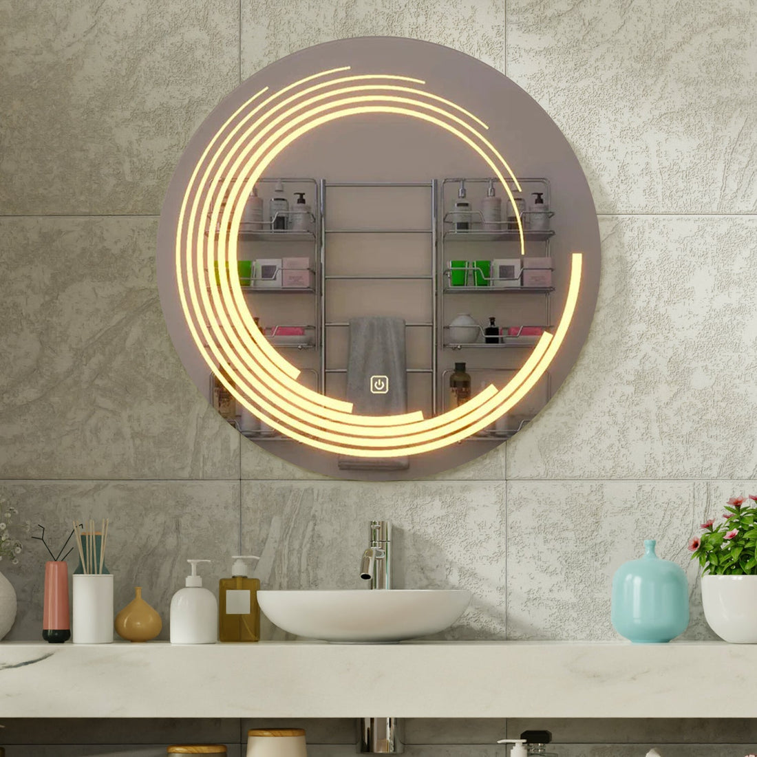 Smart LED Bathroom Mirror with Touch Sensor, 3-Color Lighting & Anti-Fog | Modern Wall Mounted Vanity Mirror