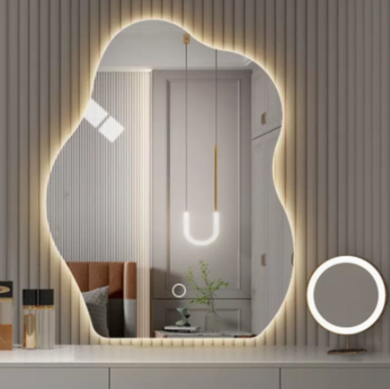 Modern Irregular LED Mirror | Soft Warm Lighting | Custom Made Sizes Available