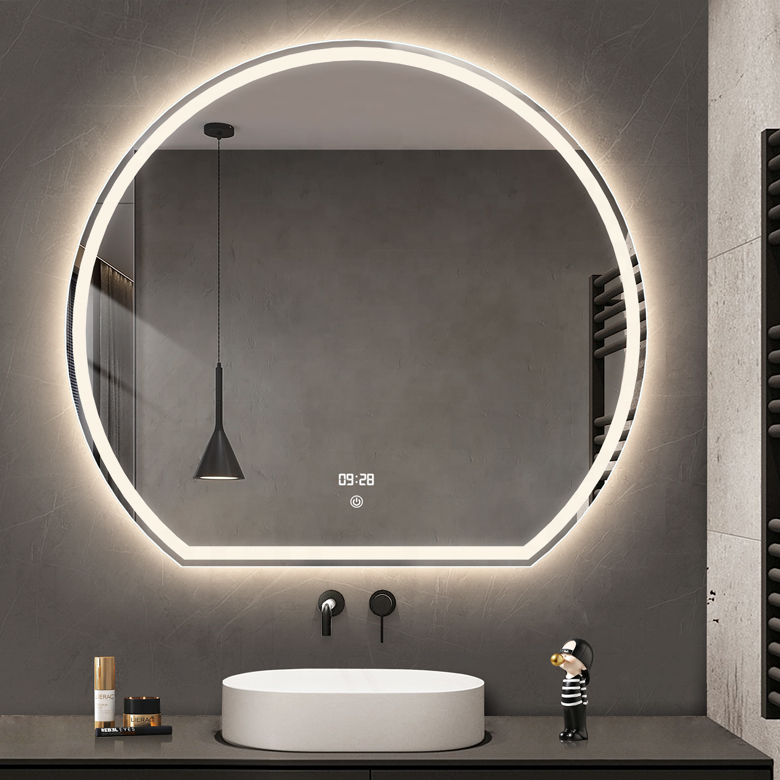 Smart LED Bathroom Mirror with Touch Sensor, 3-Color Lighting & Anti-Fog | Modern Wall Mounted Vanity Mirror