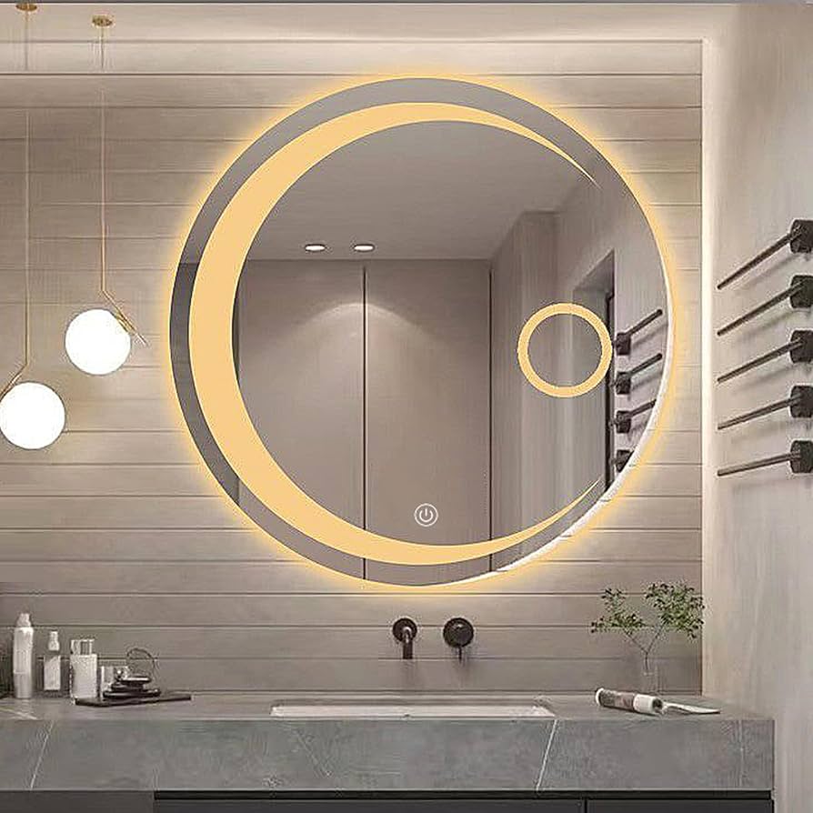 Smart LED Bathroom Mirror with Touch Sensor, 3-Color Lighting & Anti-Fog | Modern Wall Mounted Vanity Mirror