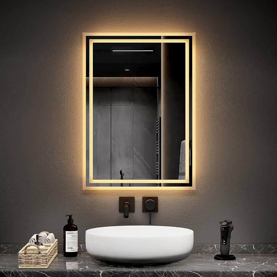 Rectangular LED Decorative Wall Mirror | Sensor Touch | 3-Color Lighting | 3-Year Warranty