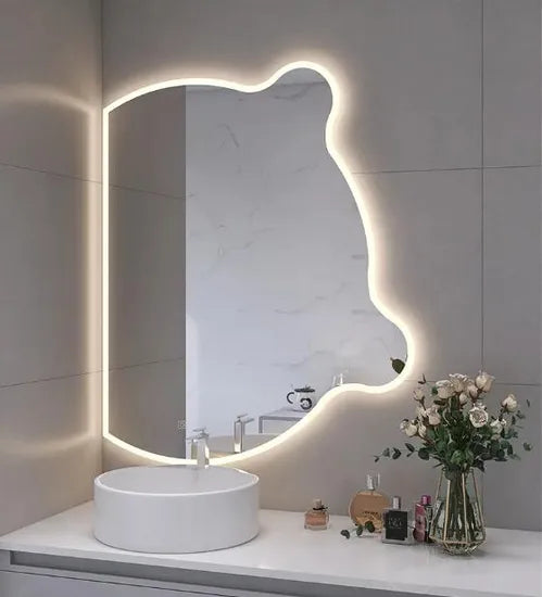 Modern Irregular LED Mirror | Soft Warm Lighting | Custom Made Sizes Available