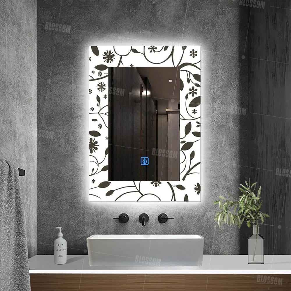 2x3 Ft Premium LED Bathroom Vanity Mirror – Decorative Frame | Touch Sensor | Anti-Fog | 1 Year Warranty
