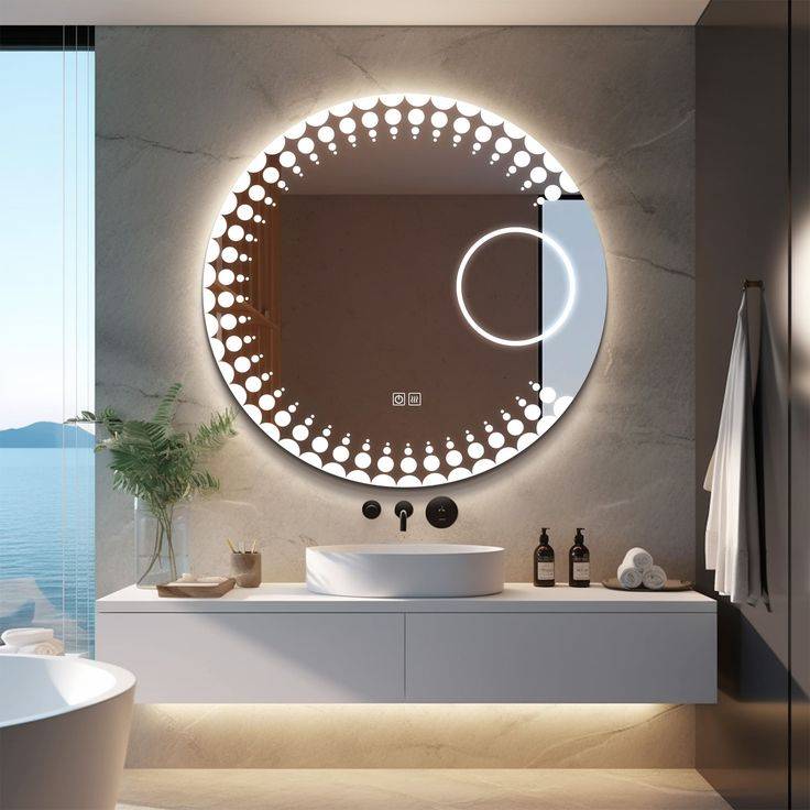 Smart LED Bathroom Mirror with Touch Sensor, 3-Color Lighting & Anti-Fog | Modern Wall Mounted Vanity Mirror