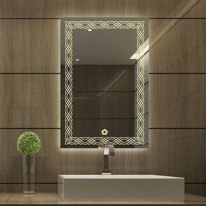 Premium Rectanguler LED Bathroom Mirror with Anti-Fog & Touch Sensor  Multiple Sizes Available)