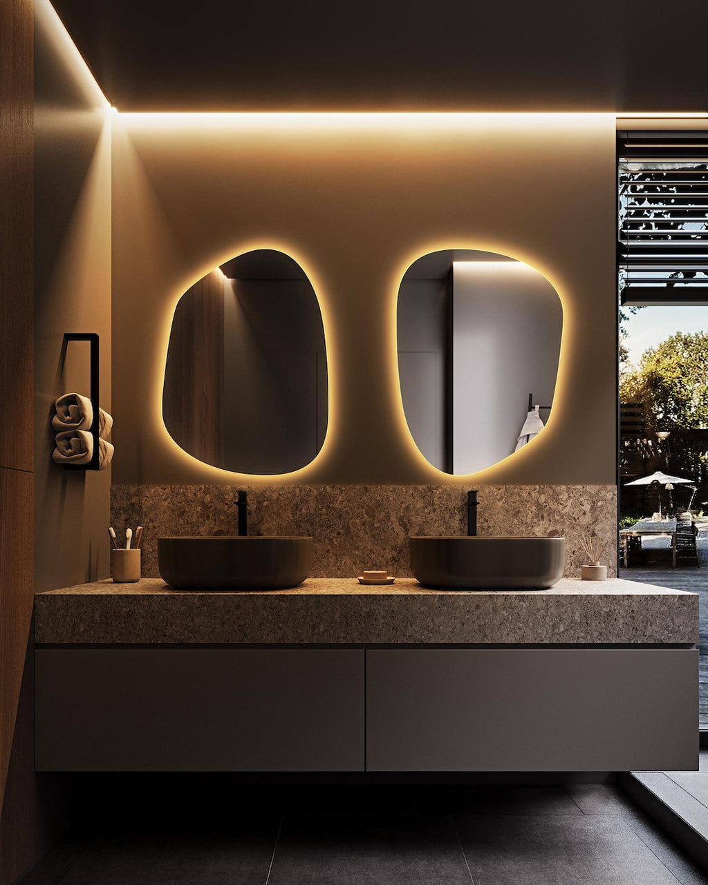 Modern Irregular LED Mirror | Soft Warm Lighting | Custom Made Sizes Available