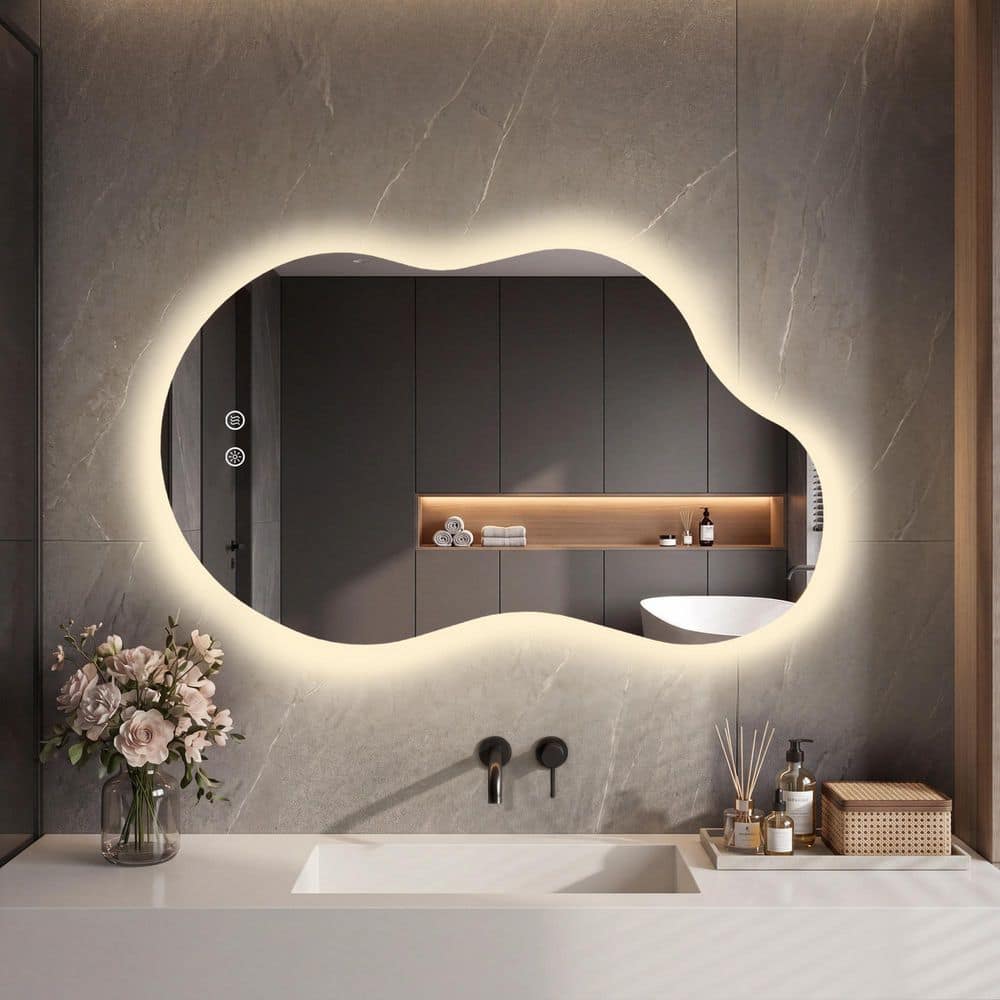 Modern Irregular LED Mirror | Soft Warm Lighting | Custom Made Sizes Available