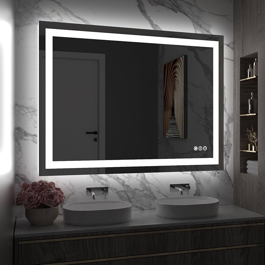 Modern LED Bathroom Mirror 3.5 x 2.5 ft | Touch Sensor & Anti-Fog | Custom Sizes Available