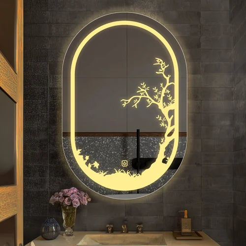 Luxury LED Oval Bathroom Mirror with Three Design(2 * 4)
